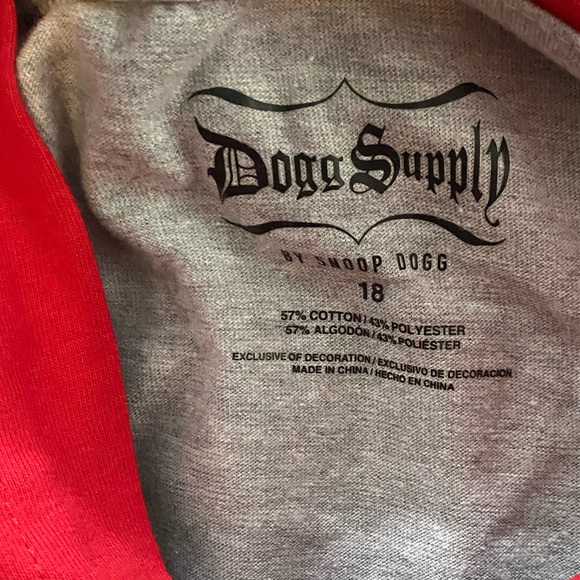 Dog Supply by Snood Dog‎ Gray and Red Hooded Jersey Sweatshirt  size 18 Boys - Picture 3 of 5